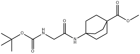 Bicyclo[2.2.2]octane-1-carboxylic acid, 4-[[2-[[(1,1-dimethylethoxy)carbonyl]amino]acetyl]amino]-, methyl ester Structure