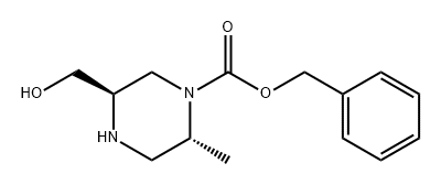 1-Piperazinecarboxylic acid, 5-(hydroxymethyl)-2-methyl-, phenylmethyl ester, (2R,5R)- Structure