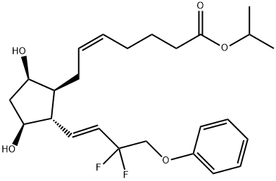 5-Heptenoic acid, 7-[(1S,2S,3S,5R)-2-[(1E)-3,3-difluoro-4-phenoxy-1-buten-1-yl]-3,5-dihydroxycyclopentyl]-, 1-methylethyl ester, (5Z)- 구조식 이미지