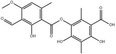 Benzoic acid, 3-[(3-formyl-2-hydroxy-4-methoxy-6-methylbenzoyl)oxy]-4,6-dihydroxy-2,5-dimethyl- Structure