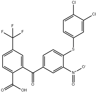 Benzoic acid, 2-[4-[(3,4-dichlorophenyl)thio]-3-nitrobenzoyl]-4-(trifluoromethyl)- Structure