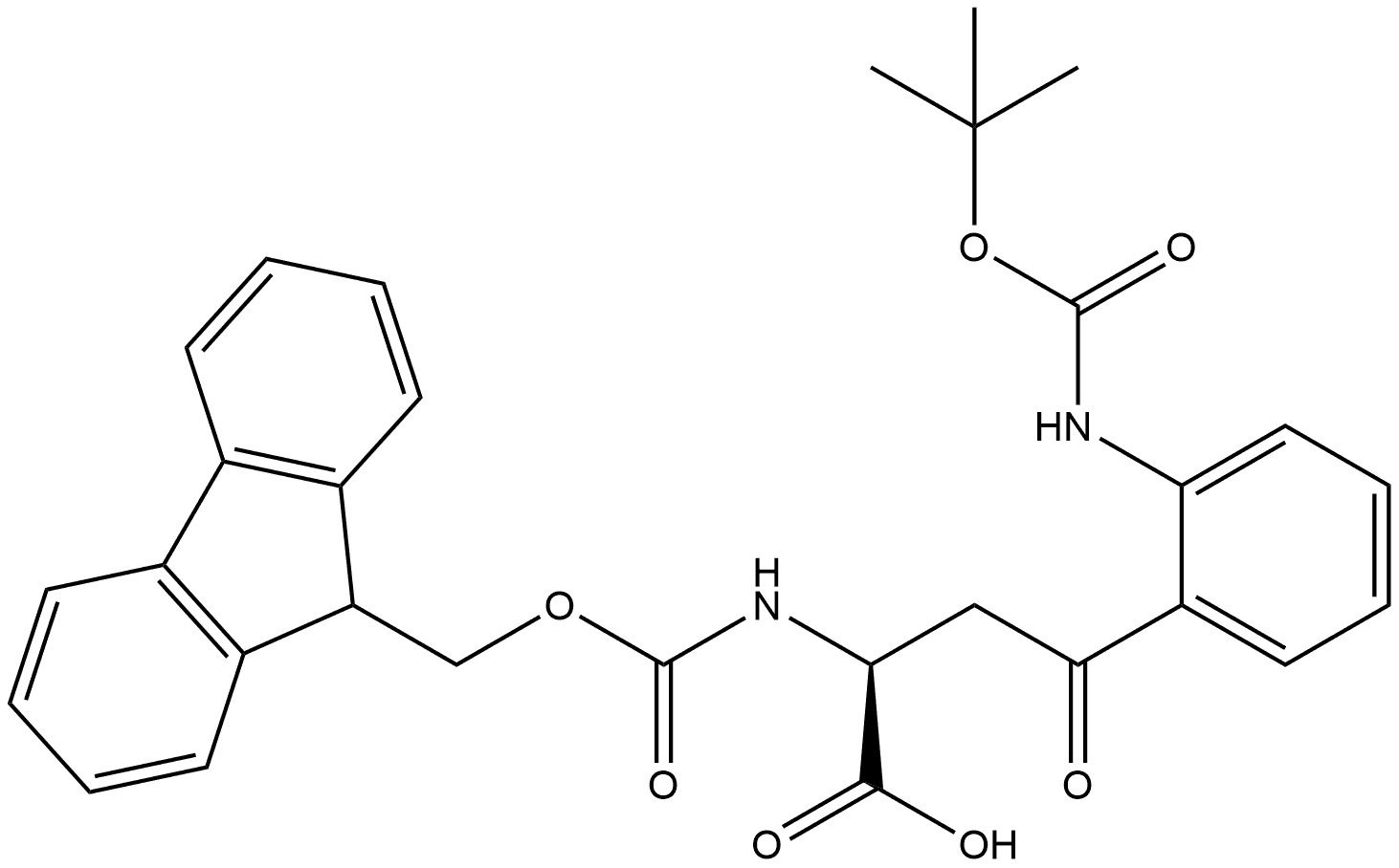 Benzenebutanoic acid, 2-[[(1,1-dimethylethoxy)carbonyl]amino]-α-[[(9H-fluoren-9-ylmethoxy)carbonyl]amino]-γ-oxo-, (αS)- Structure