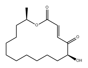 Oxacyclohexadec-3-ene-2,5-dione, 6-hydroxy-16-methyl-, (3E,6S,16R)- Structure