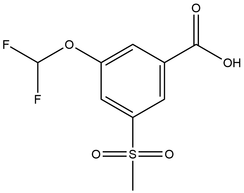 3-(Difluoromethoxy)-5-(methylsulfonyl)benzoic acid 구조식 이미지