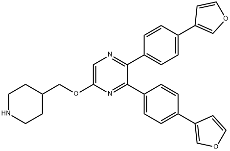 Pyrazine, 2,3-bis[4-(3-furanyl)phenyl]-5-(4-piperidinylmethoxy)- Structure