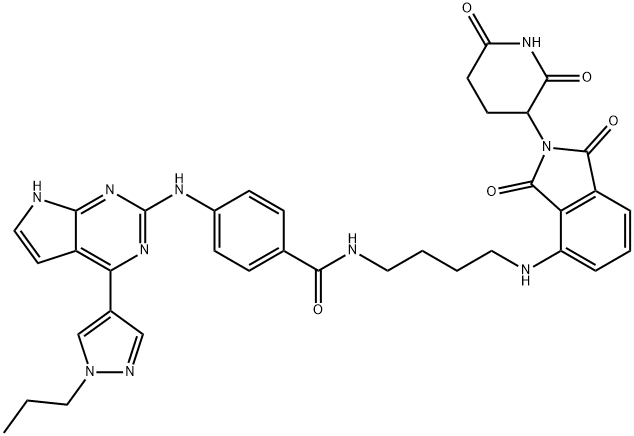Benzamide, N-[4-[[2-(2,6-dioxo-3-piperidinyl)-2,3-dihydro-1,3-dioxo-1H-isoindol-4-yl]amino]butyl]-4-[[4-(1-propyl-1H-pyrazol-4-yl)-7H-pyrrolo[2,3-d]pyrimidin-2-yl]amino]- Structure