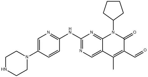 Pyrido[2,3-d]pyrimidine-6-carboxaldehyde, 8-cyclopentyl-7,8-dihydro-5-methyl-7-oxo-2-[[5-(1-piperazinyl)-2-pyridinyl]amino]- 구조식 이미지