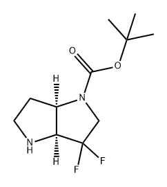 Pyrrolo[3,2-b]pyrrole-1(2H)-carboxylic acid, 3,3-difluorohexahydro-, 1,1-dimethylethyl ester, (3aS,6aR)- 구조식 이미지