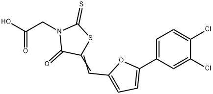 2-[(5E)-5-{[5-(3,4-dichlorophenyl)furan-2-yl]methylidene}-4-oxo-2-sulfanylidene-1,3-thiazolidin-3-yl]acetic acid Structure