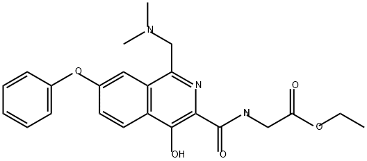 Glycine, N-[[1-[(dimethylamino)methyl]-4-hydroxy-7-phenoxy-3-isoquinolinyl]carbonyl]-, ethyl ester Structure