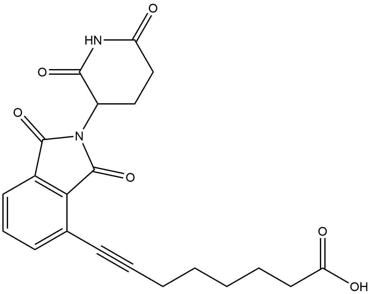 8-[2-(2,6-Dioxo-3-piperidinyl)-2,3-dihydro-1,3-dioxo-1H-isoindol-4-yl]-7-octynoic acid (ACI) 구조식 이미지