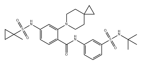 Benzamide, 2-(6-azaspiro[2.5]oct-6-yl)-N-[3-[[(1,1-dimethylethyl)amino]sulfonyl]phenyl]-4-[[(1-methylcyclopropyl)sulfonyl]amino]- Structure