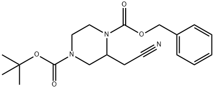 1,4-Piperazinedicarboxylic acid, 2-(cyanomethyl)-, 4-(1,1-dimethylethyl) 1-(phenylmethyl) ester Structure