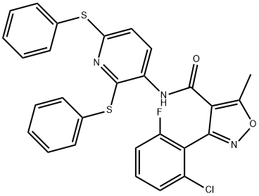 4-Isoxazolecarboxamide, N-[2,6-bis(phenylthio)-3-pyridinyl]-3-(2-chloro-6-fluorophenyl)-5-methyl- Structure