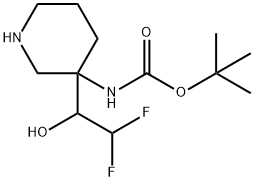 Carbamic acid, N-[3-(2,2-difluoro-1-hydroxyethyl)-3-piperidinyl]-, 1,1-dimethylethyl ester 구조식 이미지