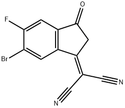 Propanedinitrile, 2-(6-bromo-5-fluoro-2,3-dihydro-3-oxo-1H-inden-1-ylidene)- Structure