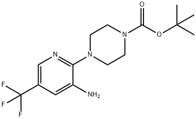 tert-butyl
4-[3-amino-5-(trifluoromethyl)pyridin-2-yl]piperazi
ne-1-carboxylate Structure