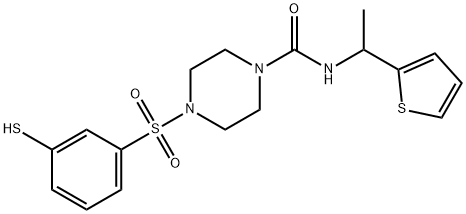 4-(3-sulfanylbenzenesulfonyl)-N-[1-(thiophen-2-yl)ethyl]piperazine-1-carboxamide Structure