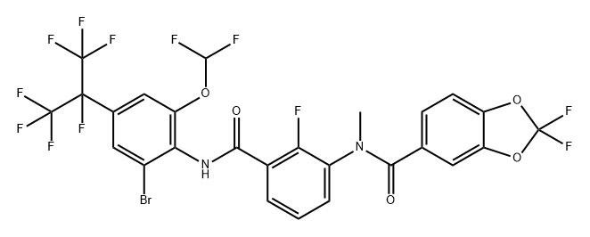 1,3-Benzodioxole-5-carboxamide, N-[3-[[[2-bromo-6-(difluoromethoxy)-4-[1,2,2,2-tetrafluoro-1-(trifluoromethyl)ethyl]phenyl]amino]carbonyl]-2-fluorophenyl]-2,2-difluoro-N-methyl- Structure