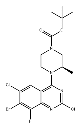 1-Piperazinecarboxylic acid, 4-(7-bromo-2,6-dichloro-8-fluoro-4-quinazolinyl)-3-methyl-, 1,1-dimethylethyl ester, (3R)- Structure