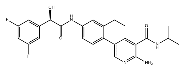 3-Pyridinecarboxamide, 2-amino-5-[4-[[(2R)-2-(3,5-difluorophenyl)-2-hydroxyacetyl]amino]-2-ethylphenyl]-N-(1-methylethyl)- Structure