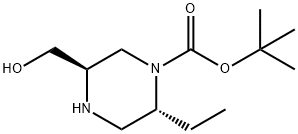 1-Piperazinecarboxylic acid, 2-ethyl-5-(hydroxymethyl)-, 1,1-dimethylethyl ester, (2R,5R)- Structure