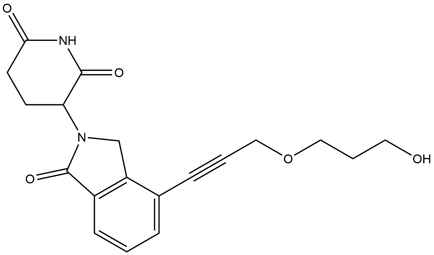 3-[1,3-Dihydro-4-[3-(3-hydroxypropoxy)-1-propyn-1-yl]-1-oxo-2H-isoindol-2-yl]-2,6-piperidinedione (ACI) Structure