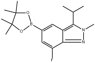 2H-Indazole, 7-fluoro-2-methyl-3-(1-methylethyl)-5-(4,4,5,5-tetramethyl-1,3,2-dioxaborolan-2-yl)- Structure