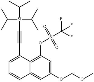 Methanesulfonic acid, 1,1,1-trifluoro-, 3-(methoxymethoxy)-8-[2-[tris(1-methylethyl)silyl]ethynyl]-1-naphthalenyl ester 구조식 이미지