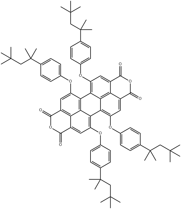 Perylo[3,4-cd:9,10-c'd']dipyran-1,3,8,10-tetrone, 5,6,12,13-tetrakis[4-(1,1,3,3-tetramethylbutyl)phenoxy]- Structure