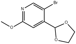 Pyridine, 5-bromo-4-(1,3-dioxolan-2-yl)-2-methoxy- Structure