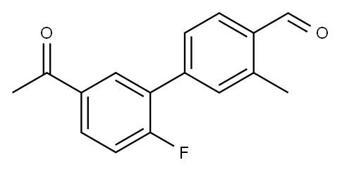 [1,1'-Biphenyl]-4-carboxaldehyde, 5'-acetyl-2'-fluoro-3-methyl- Structure