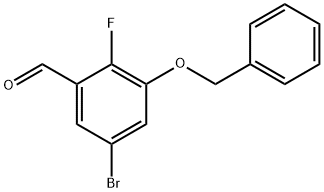 Benzaldehyde, 5-bromo-2-fluoro-3-(phenylmethoxy)- Structure