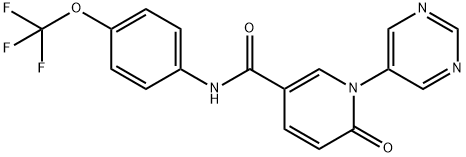 3-Pyridinecarboxamide, 1,6-dihydro-6-oxo-1-(5-pyrimidinyl)-N-[4-(trifluoromethoxy)phenyl]- Structure