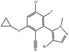 Benzonitrile, 2-(4-bromo-1-methyl-1H-pyrazol-5-yl)-4-chloro-6-(cyclopropyloxy)-3-fluoro- 구조식 이미지