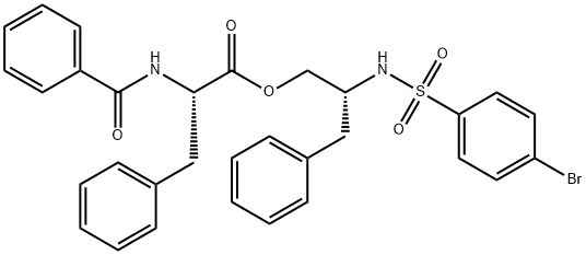 L-Phenylalanine, N-benzoyl-, (2R)-2-[[(4-bromophenyl)sulfonyl]amino]-3-phenylpropyl ester Structure