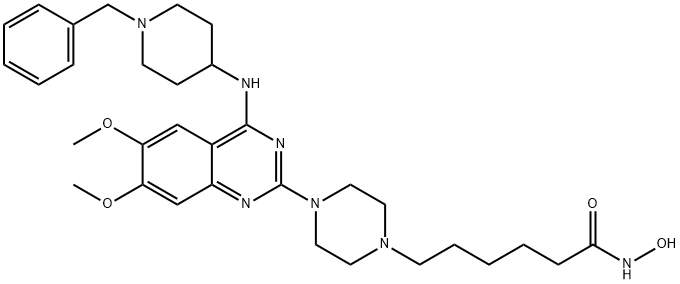 1-Piperazinehexanamide, 4-[6,7-dimethoxy-4-[[1-(phenylmethyl)-4-piperidinyl]amino]-2-quinazolinyl]-N-hydroxy- Structure