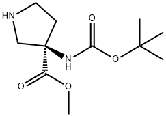 3-Pyrrolidinecarboxylic acid, 3-[[(1,1-dimethylethoxy)carbonyl]amino]-, methyl ester, (3R)- Structure