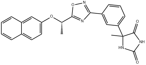 5-Methyl-5-[3-[5-[(1S)-1-(2-naphthalenyloxy)ethyl]-1,2,4-oxadiazol-3-yl]phenyl]-2,4-imidazolidinedione Structure