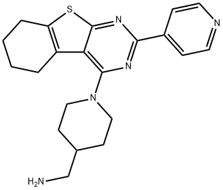 4-Piperidinemethanamine, 1-[5,6,7,8-tetrahydro-2-(4-pyridinyl)[1]benzothieno[2,3-d]pyrimidin-4-yl]- Structure