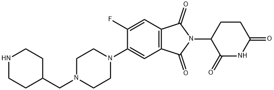 1H-Isoindole-1,3(2H)-dione, 2-(2,6-dioxo-3-piperidinyl)-5-fluoro-6-[4-(4-piperidinylmethyl)-1-piperazinyl]- Structure