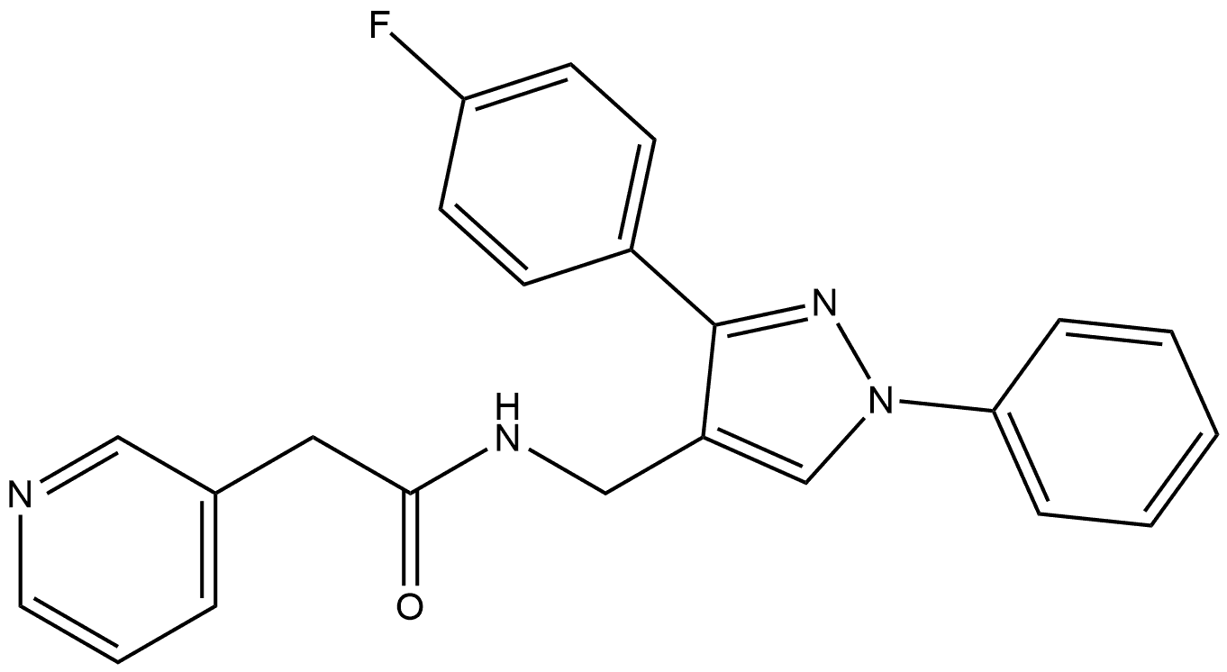 N-((3-(4-Fluorophenyl)-1-phenyl-1H-pyrazol-4-yl)methyl)-2-(pyridin-3-yl)acetamide Structure