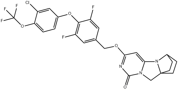 9H-6,8a-Ethano-1H,6H-pyrrolo[1',2':3,4]imidazo[1,2-c]pyrimidin-1-one, 3-[[4-[3-chloro-4-(trifluoromethoxy)phenoxy]-3,5-difluorophenyl]methoxy]-7,8-dihydro- Structure