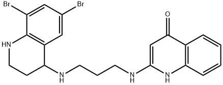 4(1H)-Quinolinone, 2-[[3-[(6,8-dibromo-1,2,3,4-tetrahydro-4-quinolinyl)amino]propyl]amino]- Structure