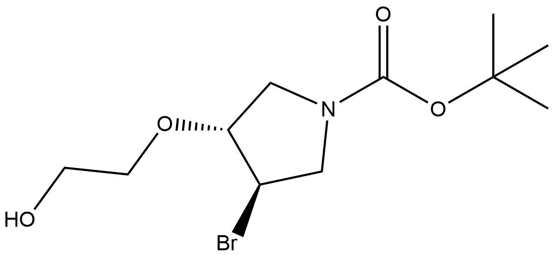 rel-1,1-Dimethylethyl (3R,4R)-3-bromo-4-(2-hydroxyethoxy)-1-pyrrolidinecarboxylate Structure