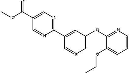 5-Pyrimidinecarboxylic acid, 2-[5-[(3-ethoxy-2-pyridinyl)oxy]-3-pyridinyl]-, methyl ester Structure