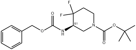 R-tert-butyl 3-([(benzyloxy)carbonyl)amino)-4,4-difluoropiperidine-1-carboxylate Structure