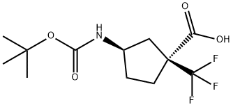 rac-(1R,3S)-3-{[(tert-butoxy)carbonyl]amino}-1-(trifluoromethyl)cyclopentane-1-carboxylic acid, cis Structure