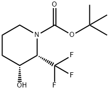 rac-tert-butyl (2R,3S)-3-hydroxy-2-(trifluoromethyl)piperidine-1-carboxylate, cis Structure