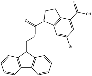 6-bromo-1-{[(9H-fluoren-9-yl)methoxy]carbonyl}-2,3-dihydro-1H-indole-4-carboxylic acid Structure